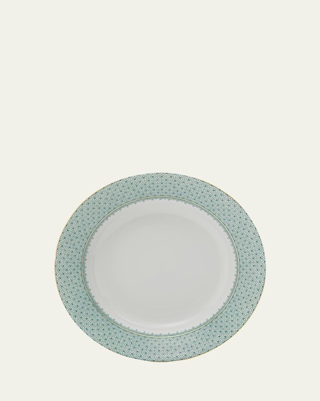 Green Lace Rim Soup Bowl
